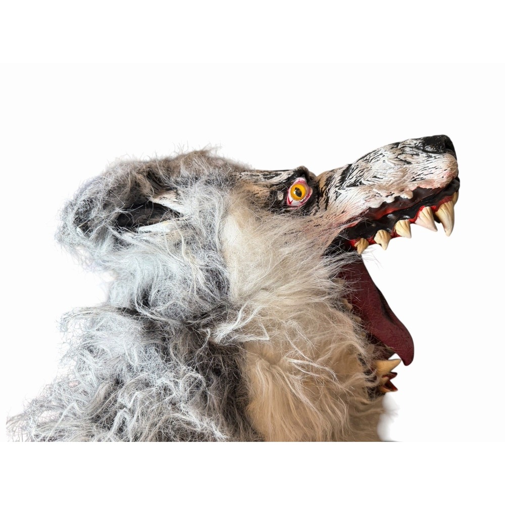 Werewolf Wolf Monster Halloween Rubber Mask White Black Gray Faux Fur 2017